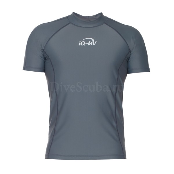 Гидромайка лайкровая мужская, короткий рукав, пепельный iQ UV 300+