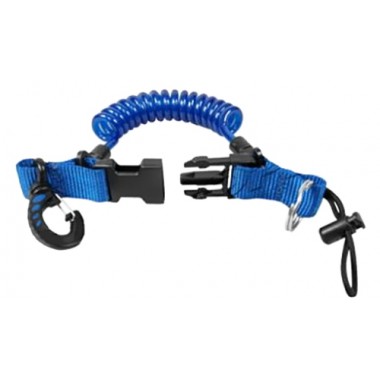 Ретрактор спиральный с  карабином  и петлей, синий