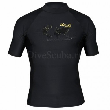 Гидромайка лайкровая iQ Watersport мужская с коротким рукавом UV300+ черная