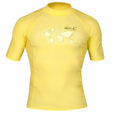 Гидромайка лайкровая iQ Watersport мужская с коротким рукавом ,UV300+ желтая